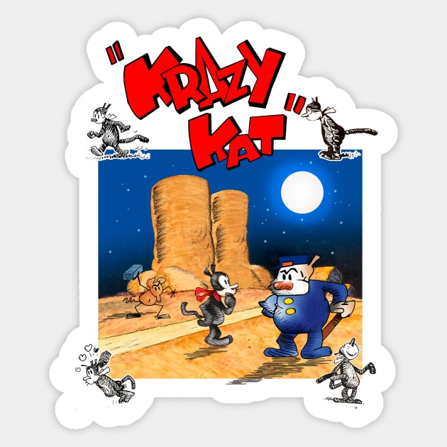 Krazy Kat - comics in the newspapers Sticker by enyeniarts